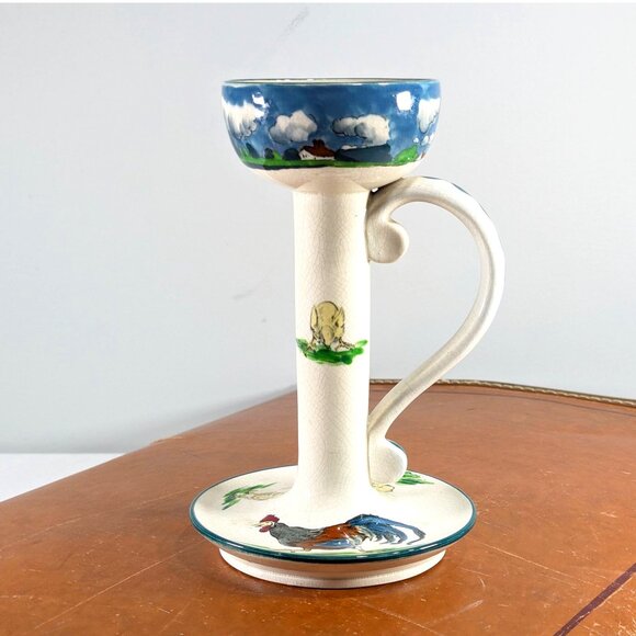 Antique Wardle & Co ca 1902 candlestick holder Farm Yard Scenes England - Picture 2 of 10